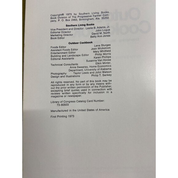 Southern Living Outdoor Cookbook Vintage 1973 1st Printing Hardcover - Picture 4 of 10